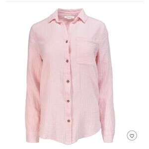 Beachlunchlounge Pink XL Button Down Beach Pool Vacation Coverup 100% Cotton